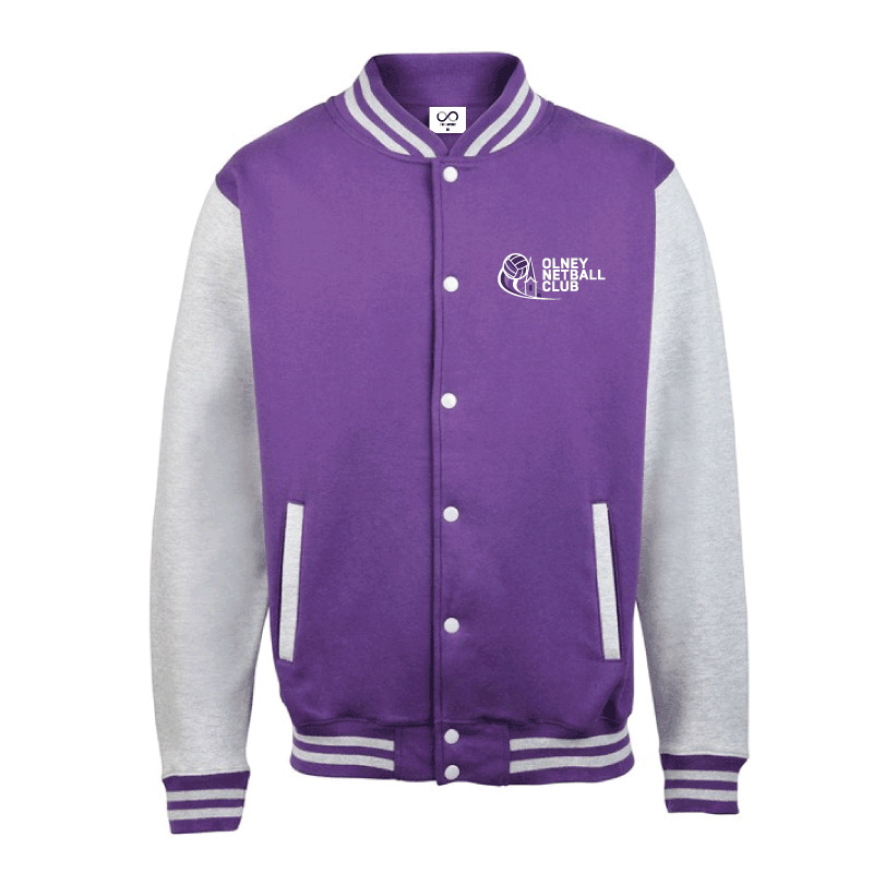 Olney Netball Club Varsity Jacket - Purple/white