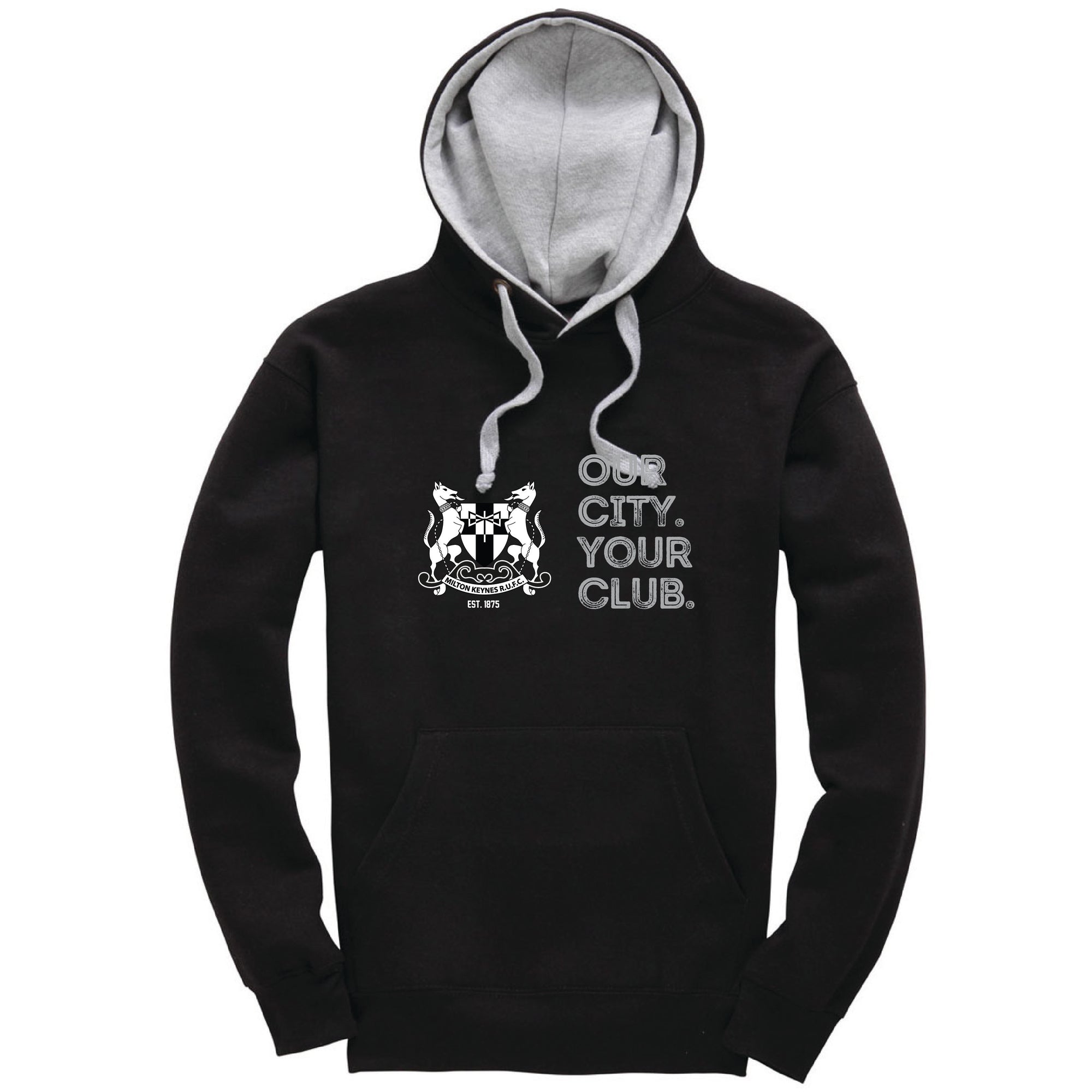 MKRUFC Supporters 2 Tone Hoodie "Our Club" - Black / Grey